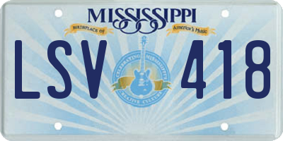 MS license plate LSV418