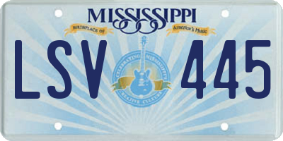MS license plate LSV445
