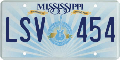 MS license plate LSV454