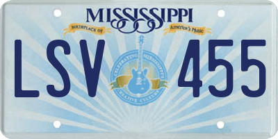MS license plate LSV455