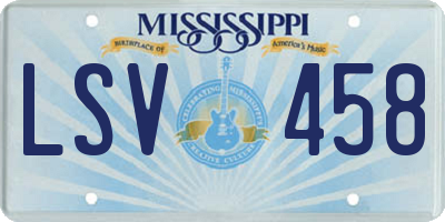 MS license plate LSV458