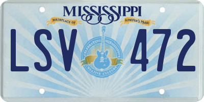 MS license plate LSV472