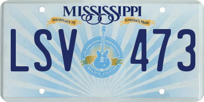 MS license plate LSV473