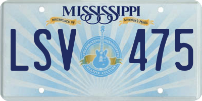 MS license plate LSV475