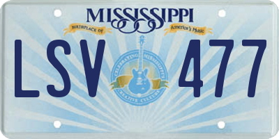 MS license plate LSV477