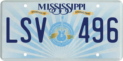 MS license plate LSV496