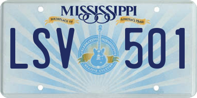 MS license plate LSV501