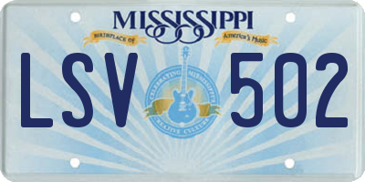 MS license plate LSV502