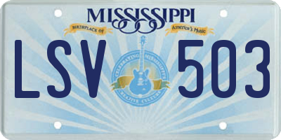 MS license plate LSV503