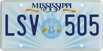 MS license plate LSV505