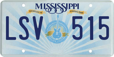 MS license plate LSV515
