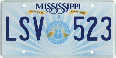 MS license plate LSV523