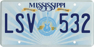 MS license plate LSV532