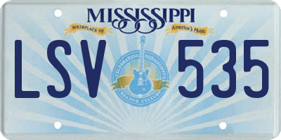 MS license plate LSV535