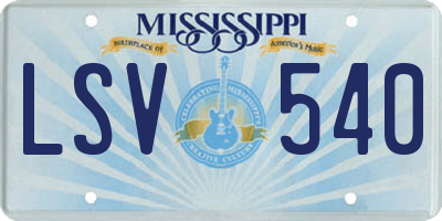 MS license plate LSV540