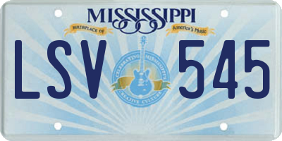 MS license plate LSV545