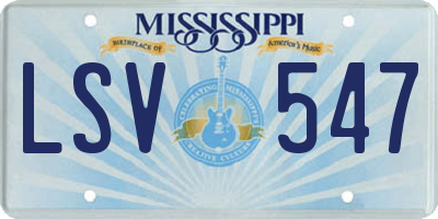 MS license plate LSV547