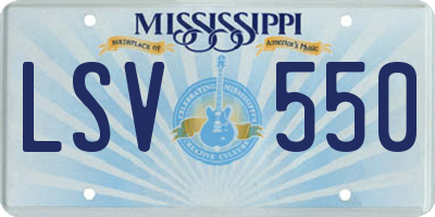 MS license plate LSV550