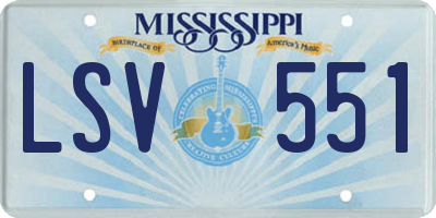 MS license plate LSV551