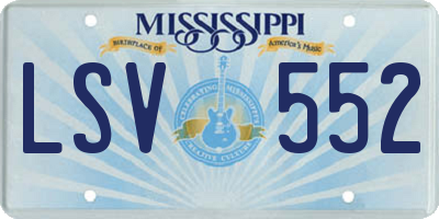 MS license plate LSV552