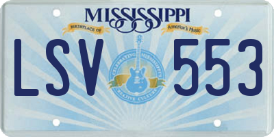 MS license plate LSV553