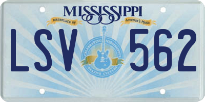 MS license plate LSV562