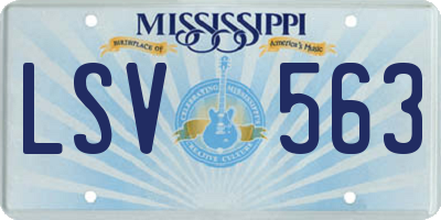 MS license plate LSV563