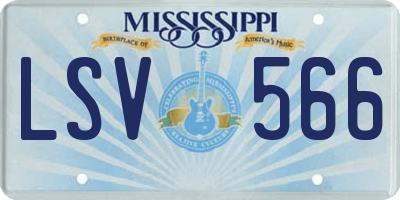 MS license plate LSV566