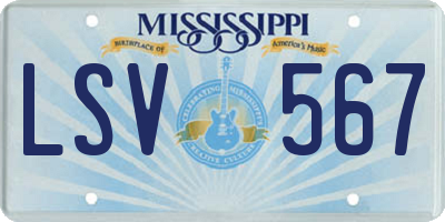MS license plate LSV567
