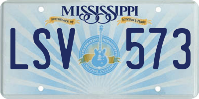 MS license plate LSV573
