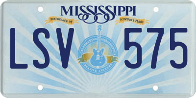 MS license plate LSV575