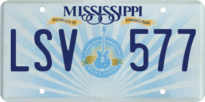 MS license plate LSV577