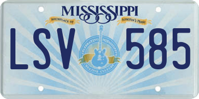 MS license plate LSV585