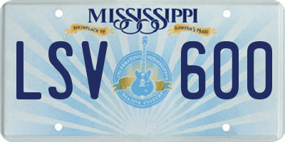 MS license plate LSV600