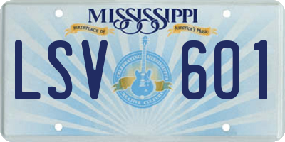 MS license plate LSV601