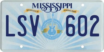 MS license plate LSV602