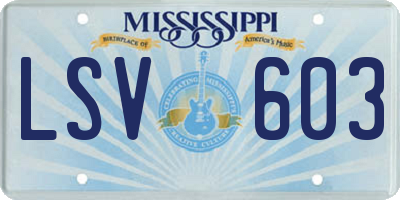MS license plate LSV603