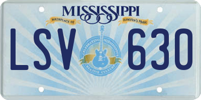 MS license plate LSV630