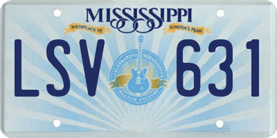 MS license plate LSV631