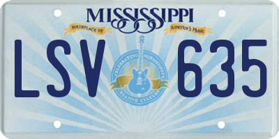 MS license plate LSV635