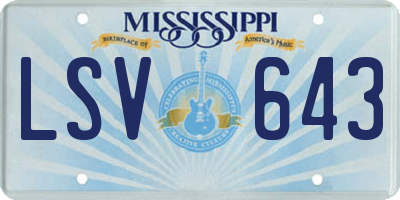 MS license plate LSV643