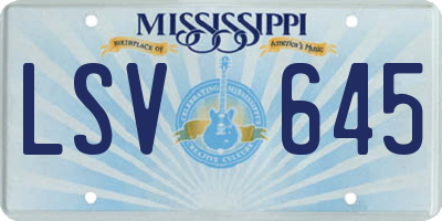 MS license plate LSV645