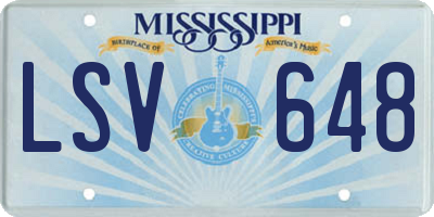MS license plate LSV648