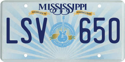 MS license plate LSV650
