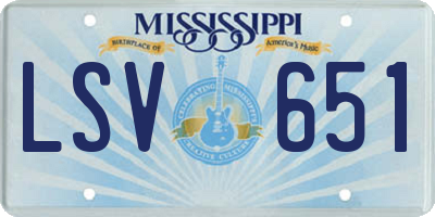MS license plate LSV651