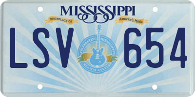MS license plate LSV654