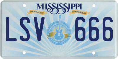 MS license plate LSV666