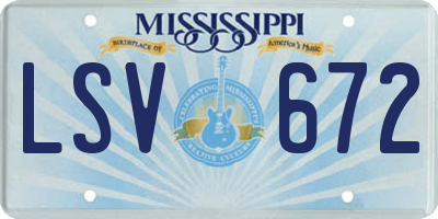 MS license plate LSV672