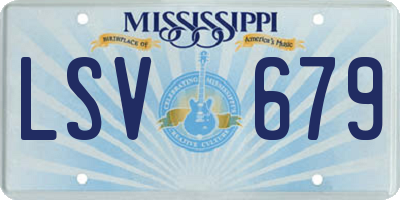 MS license plate LSV679