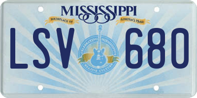 MS license plate LSV680